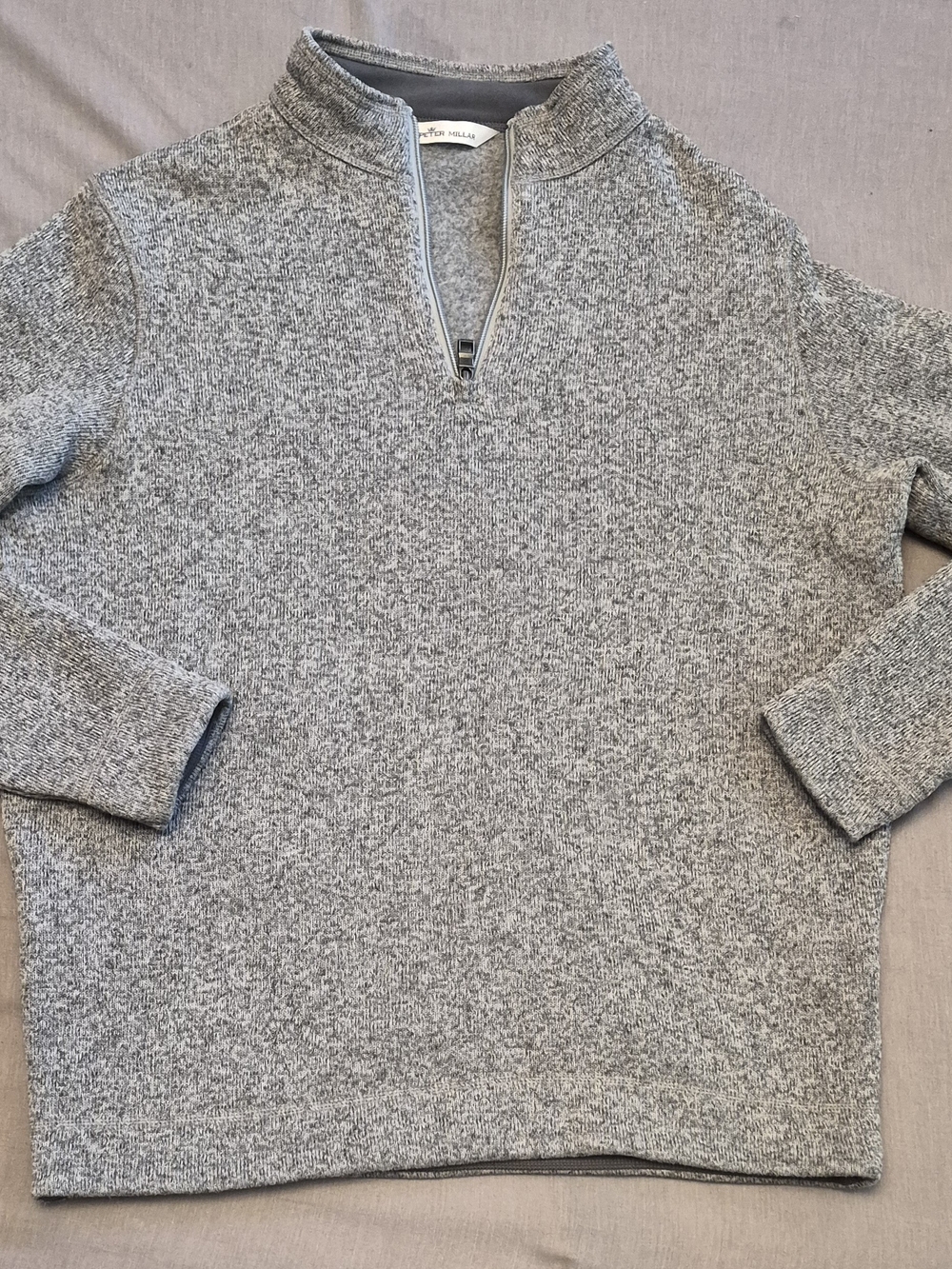 Peter Millar Men's Heather Gray Quarter-Zip Knit Pullover